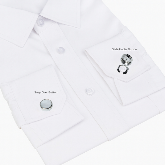 Gunmetal & Pearl Brass Cuff Buttons – Easy-Fit Modern Wear