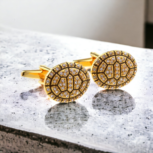 Chokore Gold Mosaic Crystal Brass Cufflinks – Luxurious Festive Wear