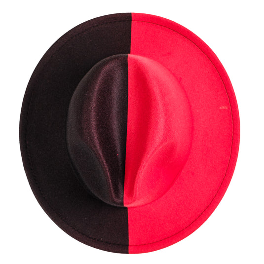 Chokore Half and Half Fedora Hat (Red & Black)