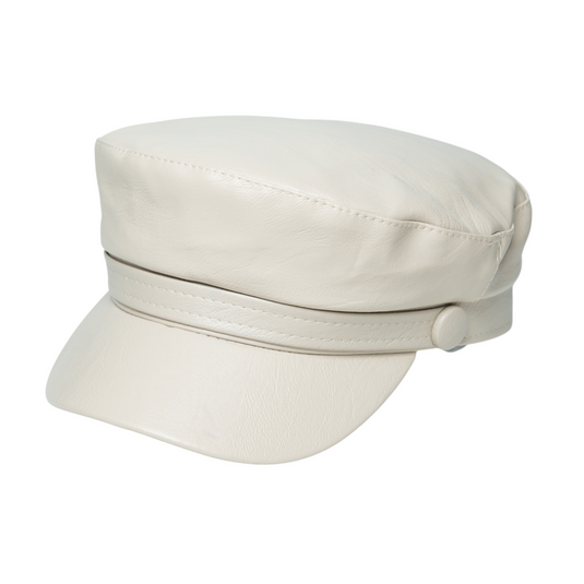 Chokore Retro Leather Beret Cap (Off White)