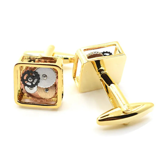 Mechanical Gear Gold Brass Cufflinks – Unique & Stylish Wear