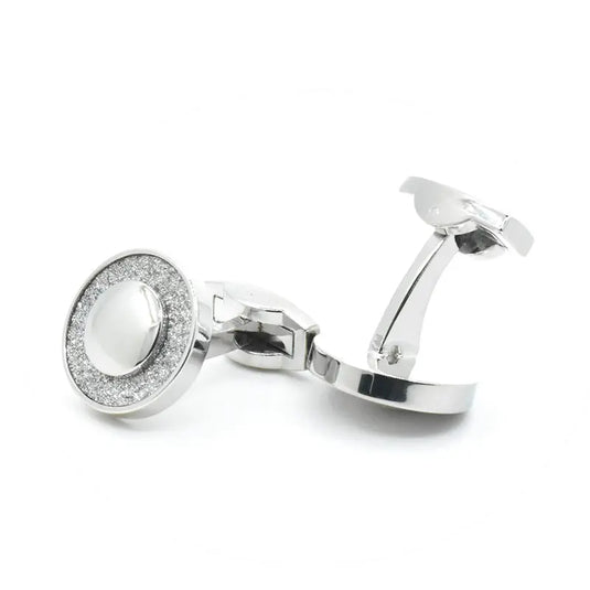 Crystal Halo Silver Brass Cufflinks – Wedding & Party Wear