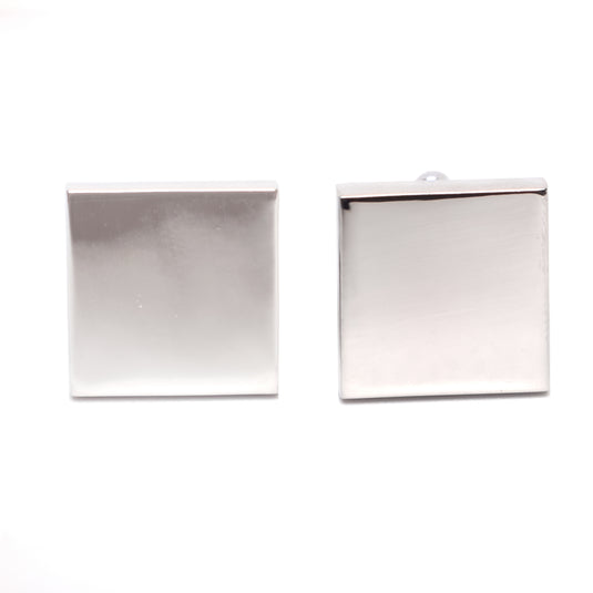 Classic Square Silver Brass Cufflinks – Office & Formal Wear