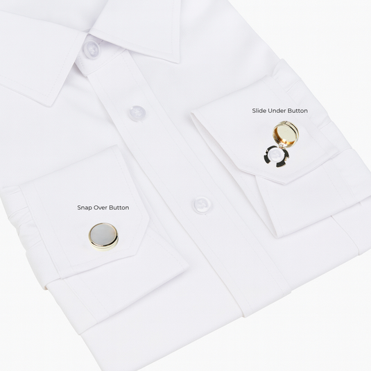 Gold & Pearl Brass Cuff Buttons – Easy-Fit Elegant Wear