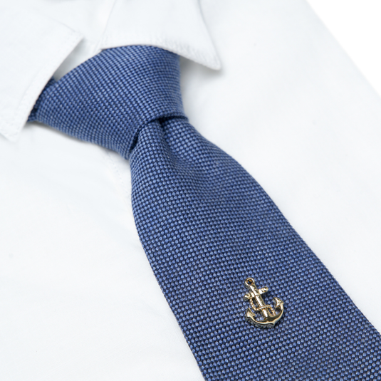 Gold Anchor Brass Tie Tack – Nautical Style Statement