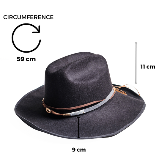Chokore Cowboy Hat with Shell Belt (Black)