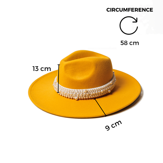 Chokore Pearl embellished Fedora Hat (Yellow)