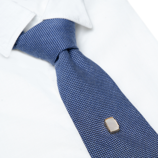 Gold & Pearl Rectangular Brass Tie Tack – Elegant Classic Accessory