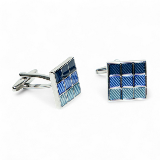 Gradient Blue Mosaic Brass Cufflinks – Contemporary Formal Wear