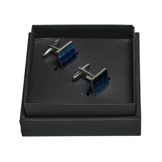Gradient Blue Mosaic Brass Cufflinks – Contemporary Formal Wear