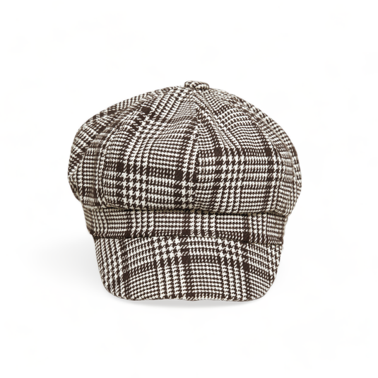 Chokore Vintage Houndstooth Newsboy Cap (Khaki)