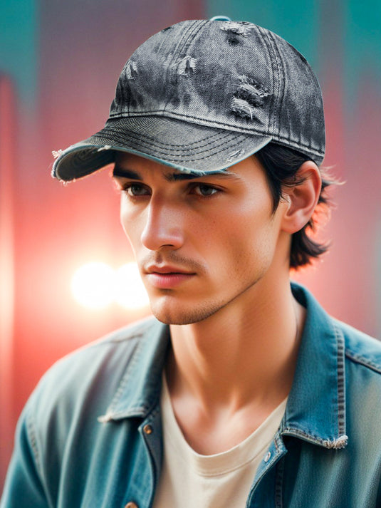 Chokore Distressed Denim Cap (Black)