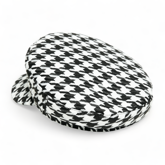Chokore Retro Houndstooth Pattern Beret Cap (Black)