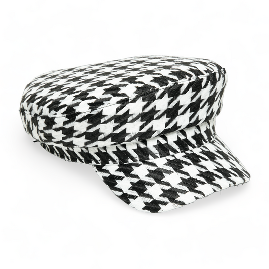 Chokore Retro Houndstooth Pattern Beret Cap (Black)