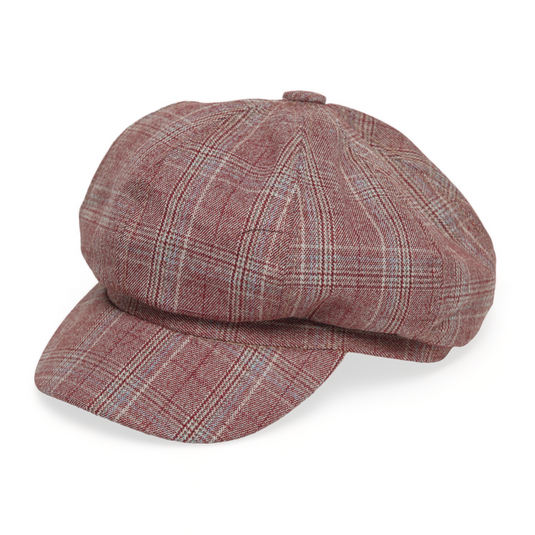 Chokore Retro Plaid Beret Cap (Brick Red)