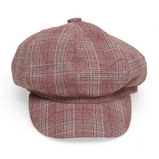 Chokore Retro Plaid Beret Cap (Brick Red)