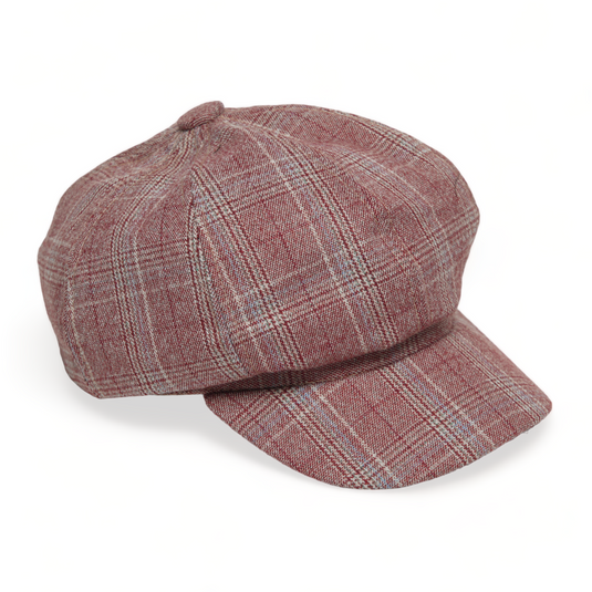 Chokore Retro Plaid Beret Cap (Brick Red)