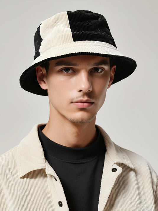 Chokore Double Tone Reversible Corduroy Bucket Hat (White)