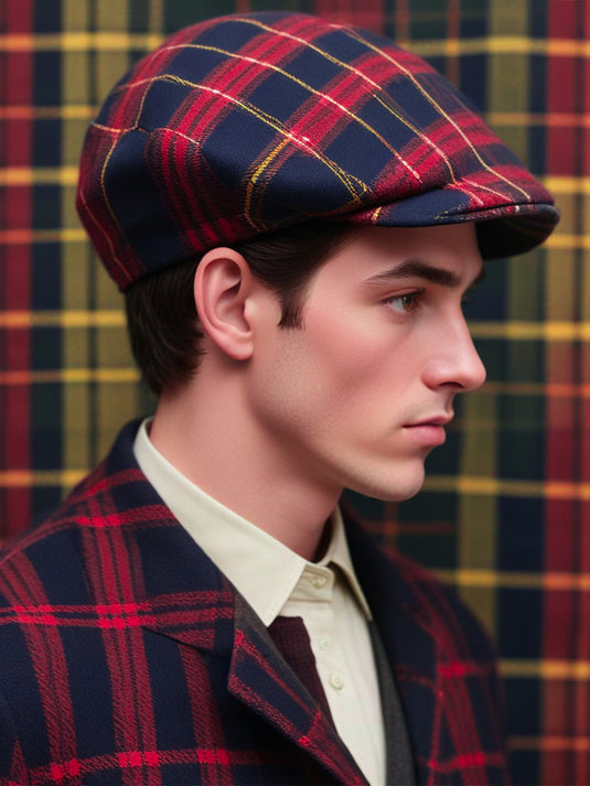 Chokore Classic Checked Ivy Cap (Navy Blue)