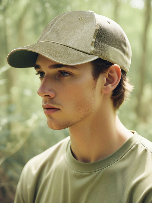 Chokore Denim Baseball Cap with Mesh Detailing (Khaki)