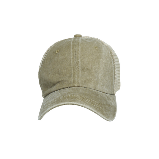 Chokore Denim Baseball Cap with Mesh Detailing (Khaki)