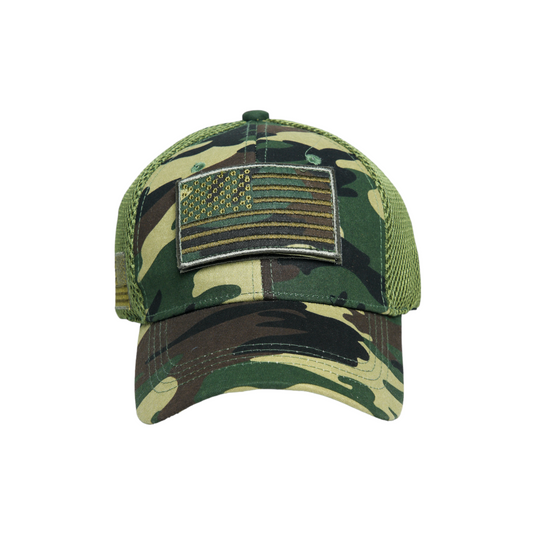Chokore Chokore Camouflage Patch Baseball Cap with Mesh Detailing (Army Green)