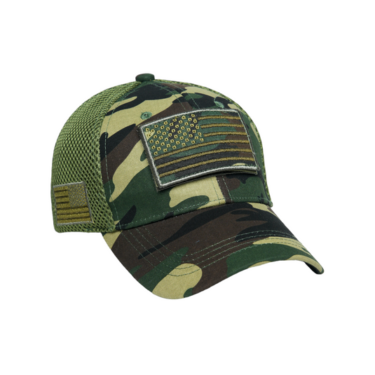 Chokore Chokore Camouflage Patch Baseball Cap with Mesh Detailing (Army Green)