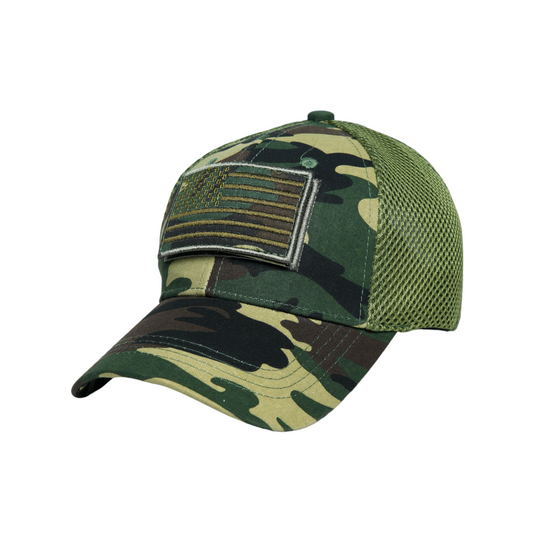 Chokore Chokore Camouflage Patch Baseball Cap with Mesh Detailing (Army Green)