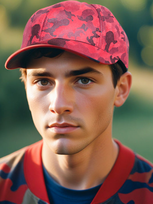 Chokore Chokore Suede Camouflage Curved Brim Baseball Cap (Red)