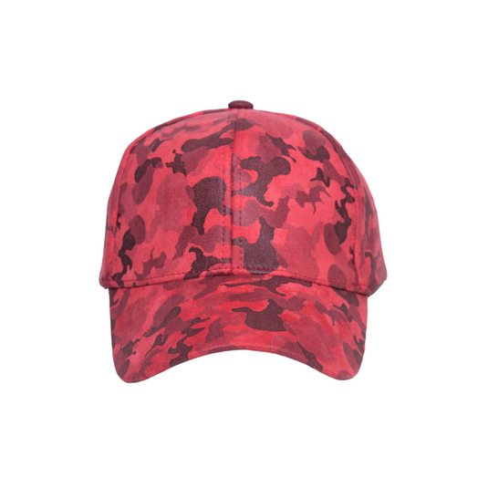 Chokore Chokore Suede Camouflage Curved Brim Baseball Cap (Red)