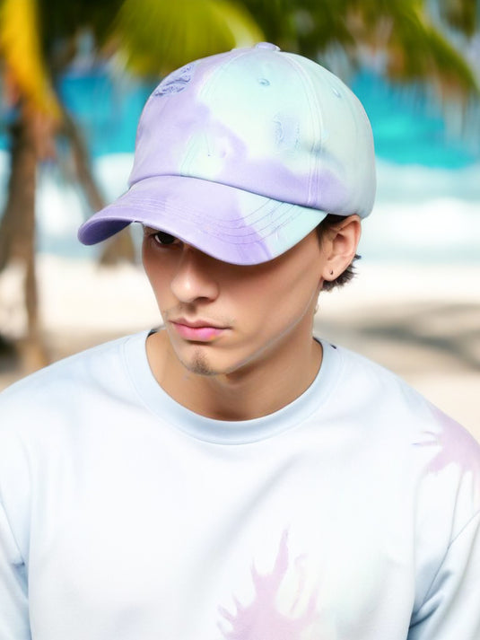 Chokore Distressed Tie-Dye Baseball Cap (Lavender & Blue)