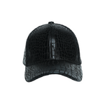Chokore  Chokore Crocodile Skin Print Leather Baseball Cap (Black)