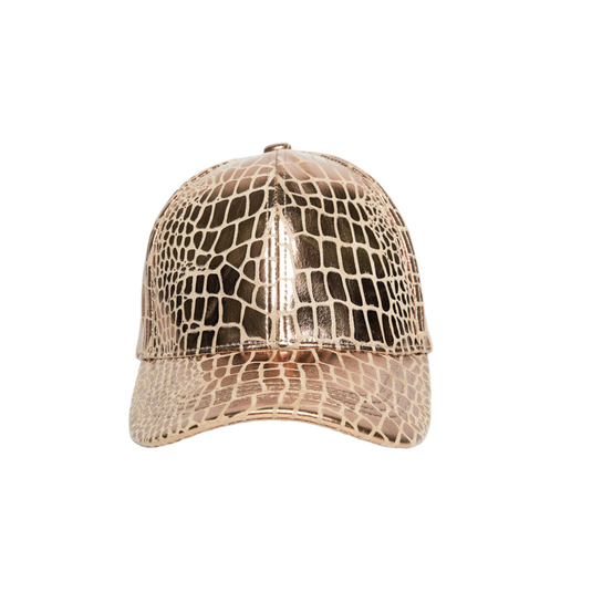 Chokore Crocodile Skin Print Leather Baseball Cap (Gold)