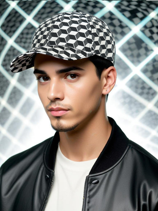 Chokore Curved Brim Plaid Baseball Cap (Beige)