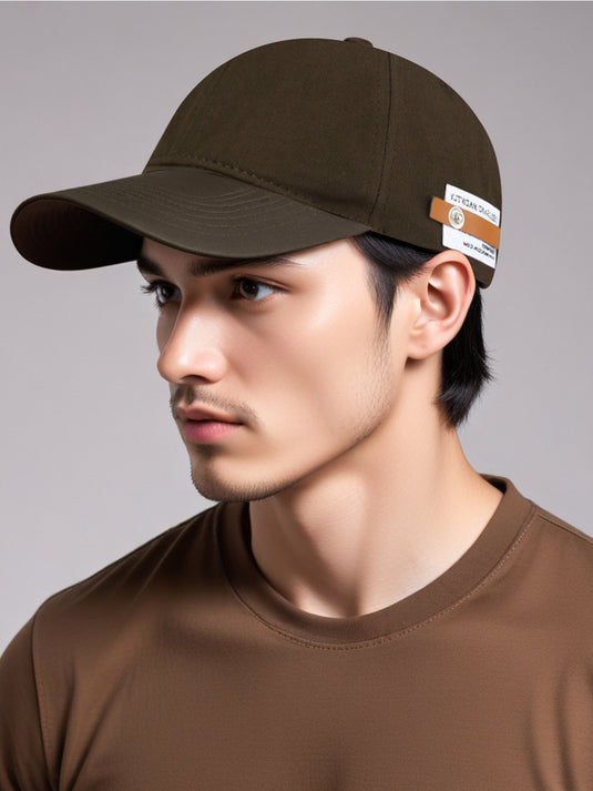 Chokore Curved Brim Leather Label Baseball Cap (Light Brown)