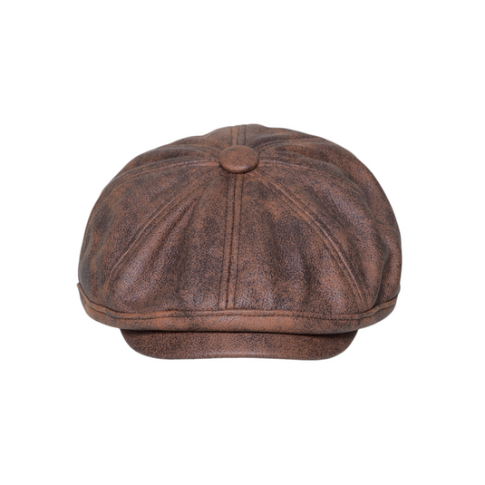 Chokore Retro Leather Newsboy Cap (Coffee)