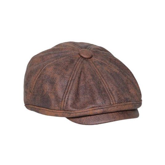 Chokore Retro Leather Newsboy Cap (Coffee)