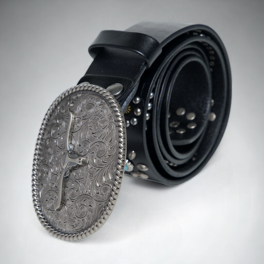 Chokore Western Bull Buckle Pure Leather Belt (Black)