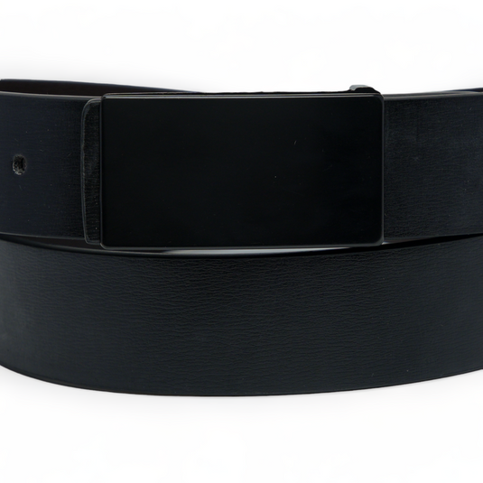 Formal Pure Leather Belt with Plate Buckle (Black)