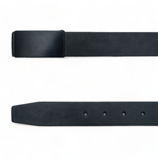 Formal Pure Leather Belt with Plate Buckle (Black)