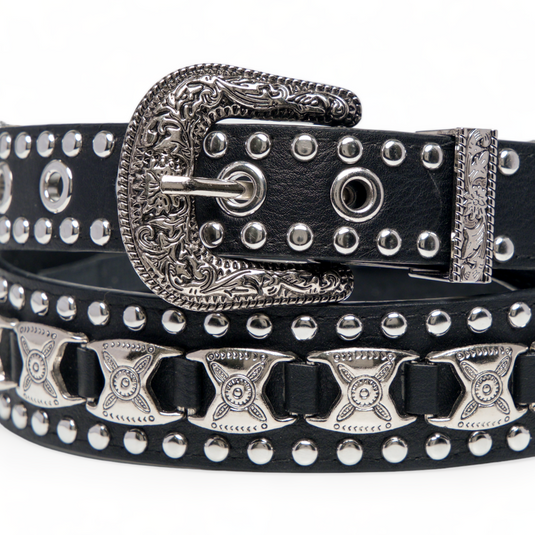 Chokore Vintage Punk Style Pure Leather Belt (Black)