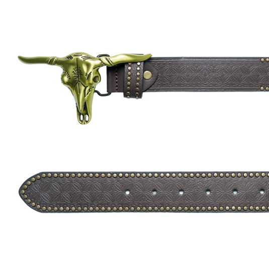 Chokore Faux Leather Rivet Studded Western Leather Belts (Brown)