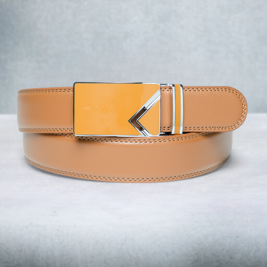 Chokore Automatic Buckle Cowhide Leather Belt (Tan)