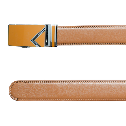 Chokore Automatic Buckle Cowhide Leather Belt (Tan)