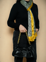 Chokore  Chokore Black Cloud Bag with Golden Chain & Black, Orange Satin Silk Stole Combo