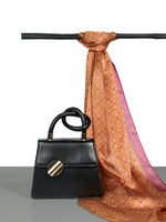 Chokore  Chokore Black Knotted Sling/Handbag & Red, Orange Satin Silk Stole Combo