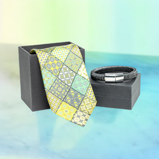 Chokore Special 2-in-1 Gift Set for Him (Indian at Heart Necktie & Bracelet)