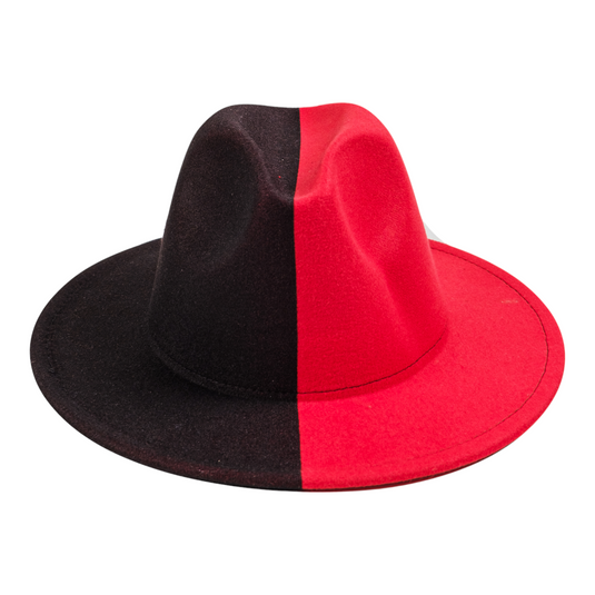 Chokore Half and Half Fedora Hat (Red & Black)