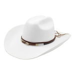 Chokore Gulmarg - Pocket Square Chokore Cowboy Hat with Shell Belt (White)