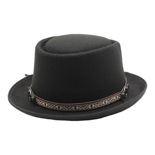 Chokore Vintage Panama Fedora Hat (Black)